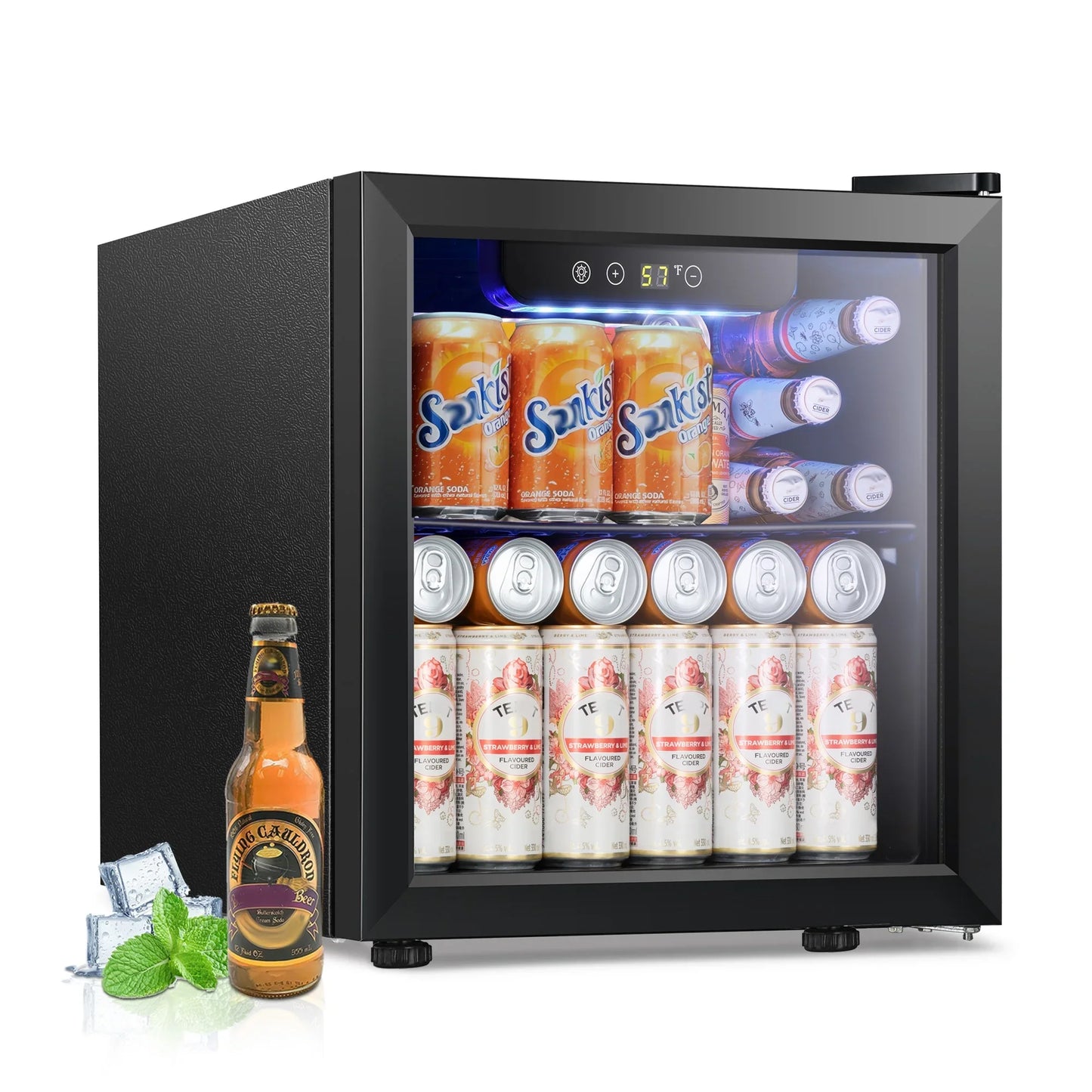 Moifoi 12 Bottle Wine Cellar, Mini Fridge w/ Glass Door and Adjustable Removable Shelves, for Home /Office, 1.3 Cu.ft.