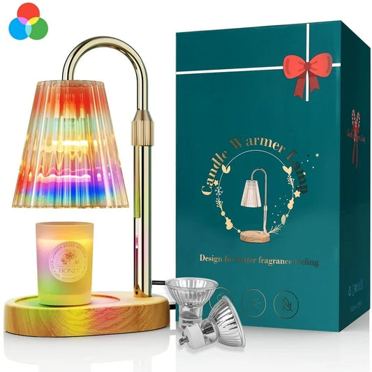 Fimilo Wooden-base Candle Warmer Lamp with Timer, Wax Melt Warmer for Scented Wax with 2 GU10 Bulbs, Birthday Gifts for Women, Mom Gifts Idea