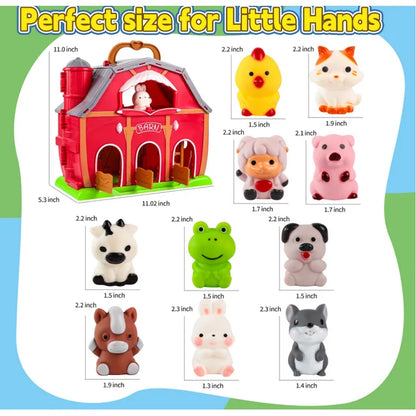 Farm Animals Big Barn Toy for 1 2 3 Year Old, Toddler Educational Montessori Toys, Farm Pretend Playset with Barn & Farmer, Christmas Birthday Easter Gift for Toddler Baby Boys Girls 1-3 Years