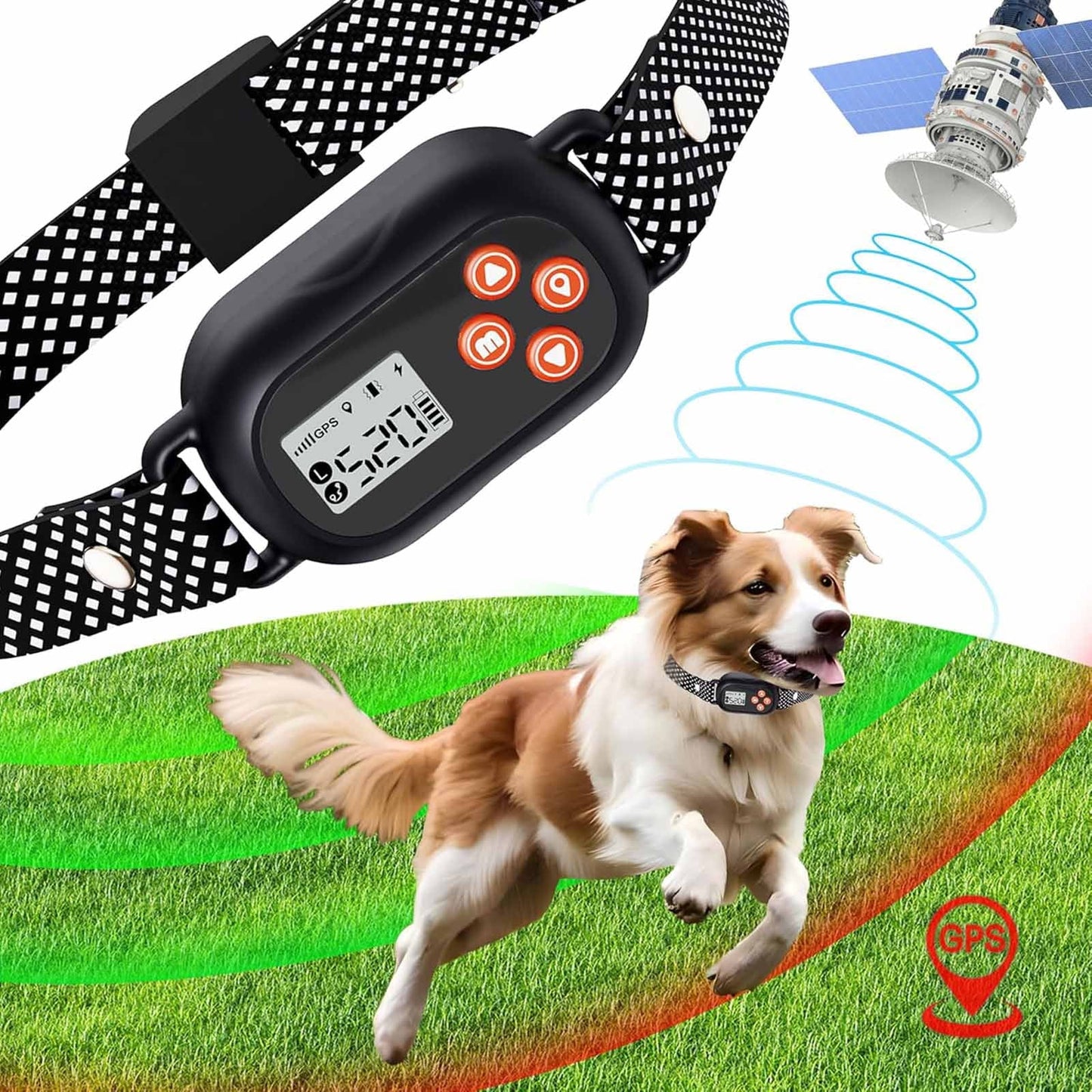 GPS Wireless Dog Fence System Electric Pet Collar with 3 Warning Modes Radius 25-999 Yards Waterproof & Rechargeable Receiver Containment for Outdoor Training