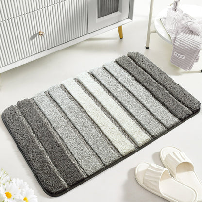 GTNSHUAI Extra Thick Microfiber Bath Rug, Non-Slip Soft Absorbent Bathroom Mat, 16 x 24, Gray
