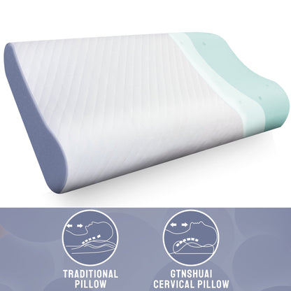 GTNSHUAI Memory Foam Bed Pillow, Medium Support Orthopedic Cervical with Removable Pillow Case, Queen