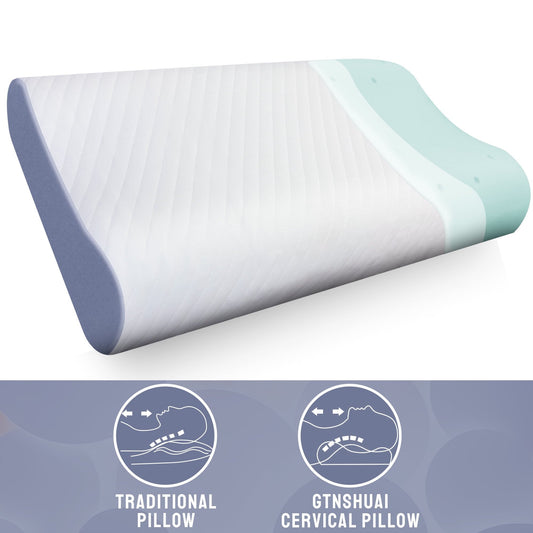 GTNSHUAI Memory Foam Bed Pillow, Medium Support Orthopedic Cervical with Removable Pillow Case, Queen