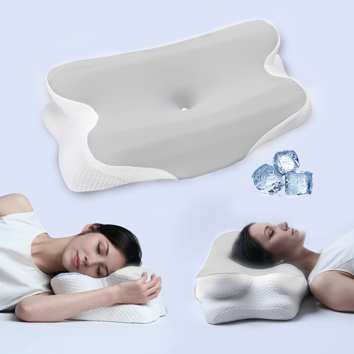 GTNSHUAI Neck Pillow Memory Foam for Pain Relief Bed Cervical Pillow for Sleeping, Gray