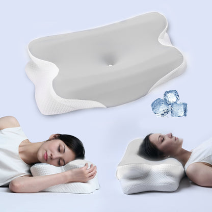 GTNSHUAI Neck Pillow Memory Foam for Pain Relief Bed Cervical Pillow for Sleeping, Gray