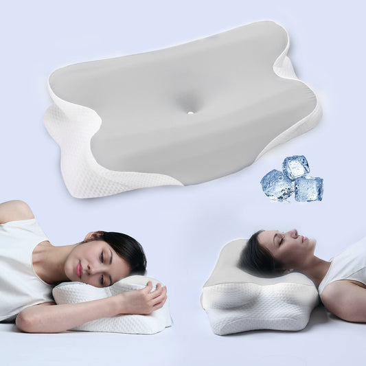 GTNSHUAI Neck Pillow Memory Foam for Pain Relief Bed Cervical Pillow for Sleeping, Gray