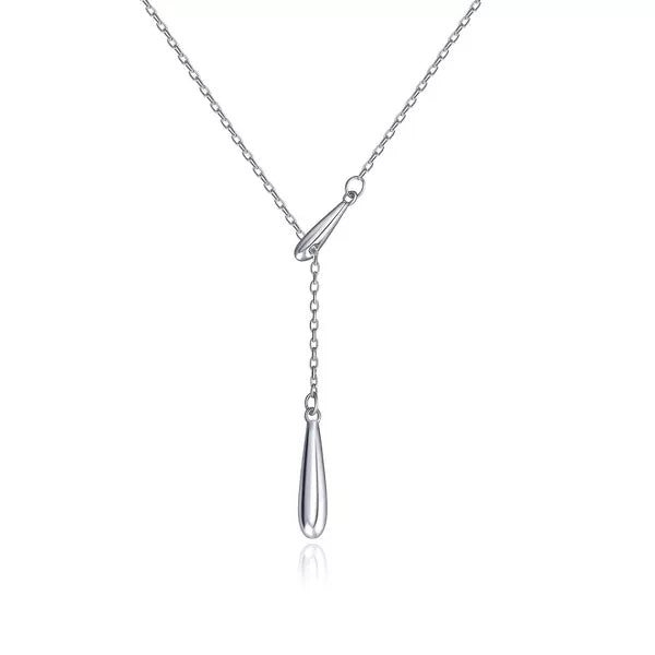 Molenia Dainty Teardrop Lariat Y 925 Sterling Silver Necklace, Mother's Day Birthday Gifts for Mom Women Her