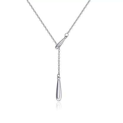 Molenia Dainty Teardrop Lariat Y 925 Sterling Silver Necklace, Mother's Day Birthday Gifts for Mom Women Her