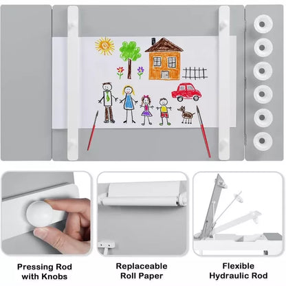 Kinder King 3-in-1 Kids Art Table & Easel Set with Storage Bins, Paper Roll, and Paint Cups