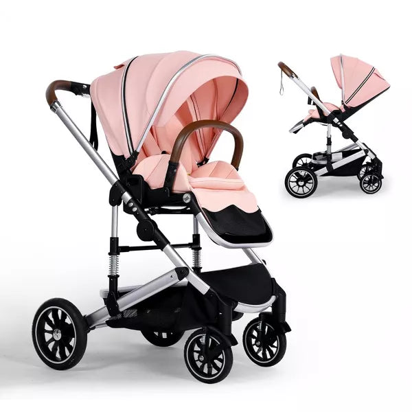 Kinder King Roc 1 Reversible Folding Baby Stroller, High Landscape, Adjustable Canopy, Anti-Shock, 5-Point Harness, Cup Holder