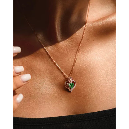 Molenia Heart Birthstone Necklace for Women 925 Sterling Silver Rose Gold Necklace Pendant Jewelry Christmas Anniversary Birthday Gifts for Her