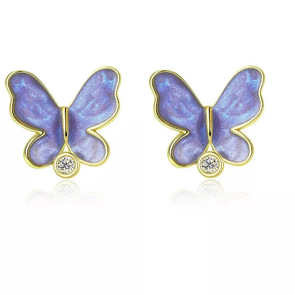 Molenia 925 Sterling Silver Earrings for Women - Butterfly Earrings Stud Ear Piercing Jewelry Small Cute Gifts for Mom Teen Girl Mothers Day Birthday
