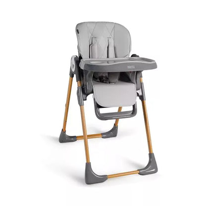 Kinder King Foldable 3 in 1 High Chair for Babies & Toddlers, Converts to Toddler Chair, Adjustable Height, Recline, Double Trays, Easy to Clean, Gray
