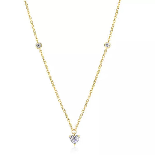 Molenia 14K Gold Heart Necklace for Women, 925 Sterling Silver Love Heart Pendant Choker Necklace Simple Jewelry Mother‘s Day Birthday Gifts for Her