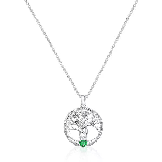 Molenia Tree of Life Necklace, 925 Sterling Silver Tree of Life Birthstone Pendant, Jewelry Gemstone Anniversary Birthday Gifts for Her Women Mom