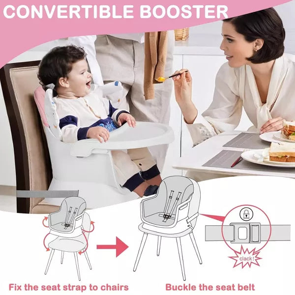 Kinder King 15 in 1 Baby High Chair, Coverts to Rotatable Activity Play Center/Infant Dining Booster Seat, Detachable Toys, Removable Tray