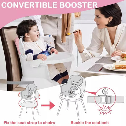 Kinder King 15 in 1 Baby High Chair, Coverts to Rotatable Activity Play Center/Infant Dining Booster Seat, Detachable Toys, Removable Tray