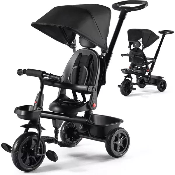 Kinder King Baby Stroller Tricycle, 6 in 1 Kids Trike w/Adjustable Push Handle, Rotatable Seat