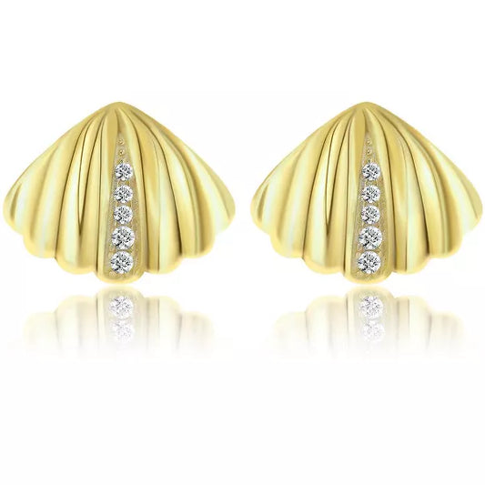 Molenia 14K Gold Plated Seashell Earrings 925 Sterling Silver Shell Stud Earrings Beach Jewelry Ocean Summer Vacation Small Gifts for Women Her Girls