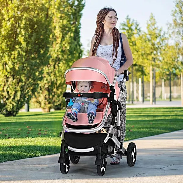 Kinder King Meno V 3 in 1 Reversible Baby Stroller w/Detachable Tray, Adjustable Canopy, Suspension Wheels