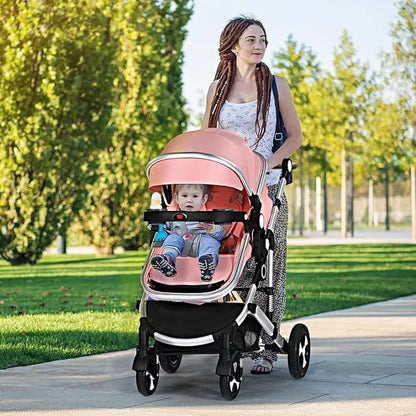 Kinder King Meno V 3 in 1 Reversible Baby Stroller w/Detachable Tray, Adjustable Canopy, Suspension Wheels