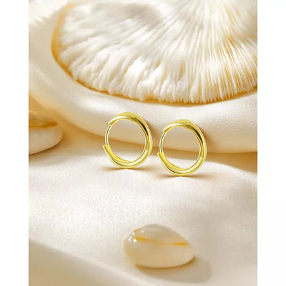 Molenia Huggie Hoop Earrings for Women, 14K Gold Plated Sterling Silver Small Chunky Earrings Fine Jewelry Anniversary Birthday Gifts for Her Women