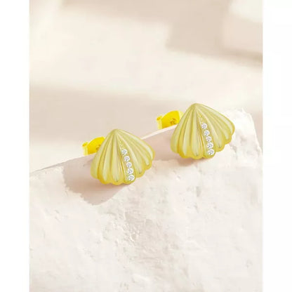 Molenia 14K Gold Plated Seashell Earrings 925 Sterling Silver Shell Stud Earrings Beach Jewelry Ocean Summer Vacation Small Gifts for Women Her Girls