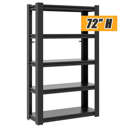 IKIMI 5-Tier Metal Storage Shelves for Garage, 16" D*36" W*72" H, Black, Assembly Required