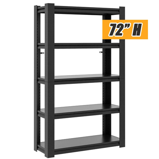 IKIMI 5-Tier Metal Storage Shelves for Garage, 16" D*36" W*72" H, Black, Assembly Required
