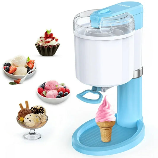 Ice Cream Maker, Frozen Yogurt Machine, for Homemade Gelato, Sorbet, Electric Soft Serve Maker, 1 Quart, Blue