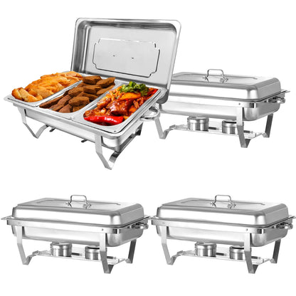 JSTUOKE 8 qt Stainless Steel Chafing Dishes with 1/3 Food Pan (Set of 4)