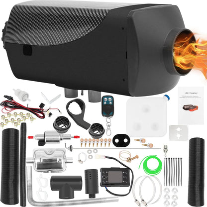 Jacgood Diesel Heater 12V Muffler 8KW Air Diesel Heater 12V Diesel Air Heater with LCD Switch for Car Trucks Motor- Home Boat Bus Can，Black