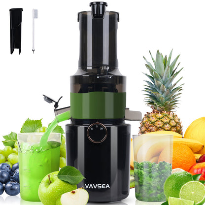 Juicer Machines, Cold Press Juicer with 800 ml Juice Cup, 95% High Juice Yield Slow Masticating Juicer, with Reverse Function, for Whole Vegetables and Fruits, Black
