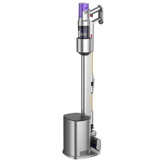 KISSAIR Clean & Empty Cordless Stick Vacuum Cleaner- Auto Empty Base, Self Cleaning Brushroll, HEPA Filter, Purple
