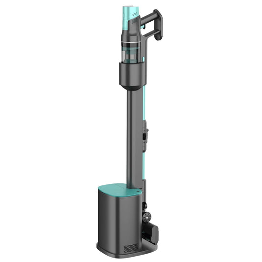 KISSAIR Clean & Empty Cordless Stick Vacuum Cleaner- Auto Empty Base, Self Cleaning Brushroll, HEPA Filter, Tiffany Green