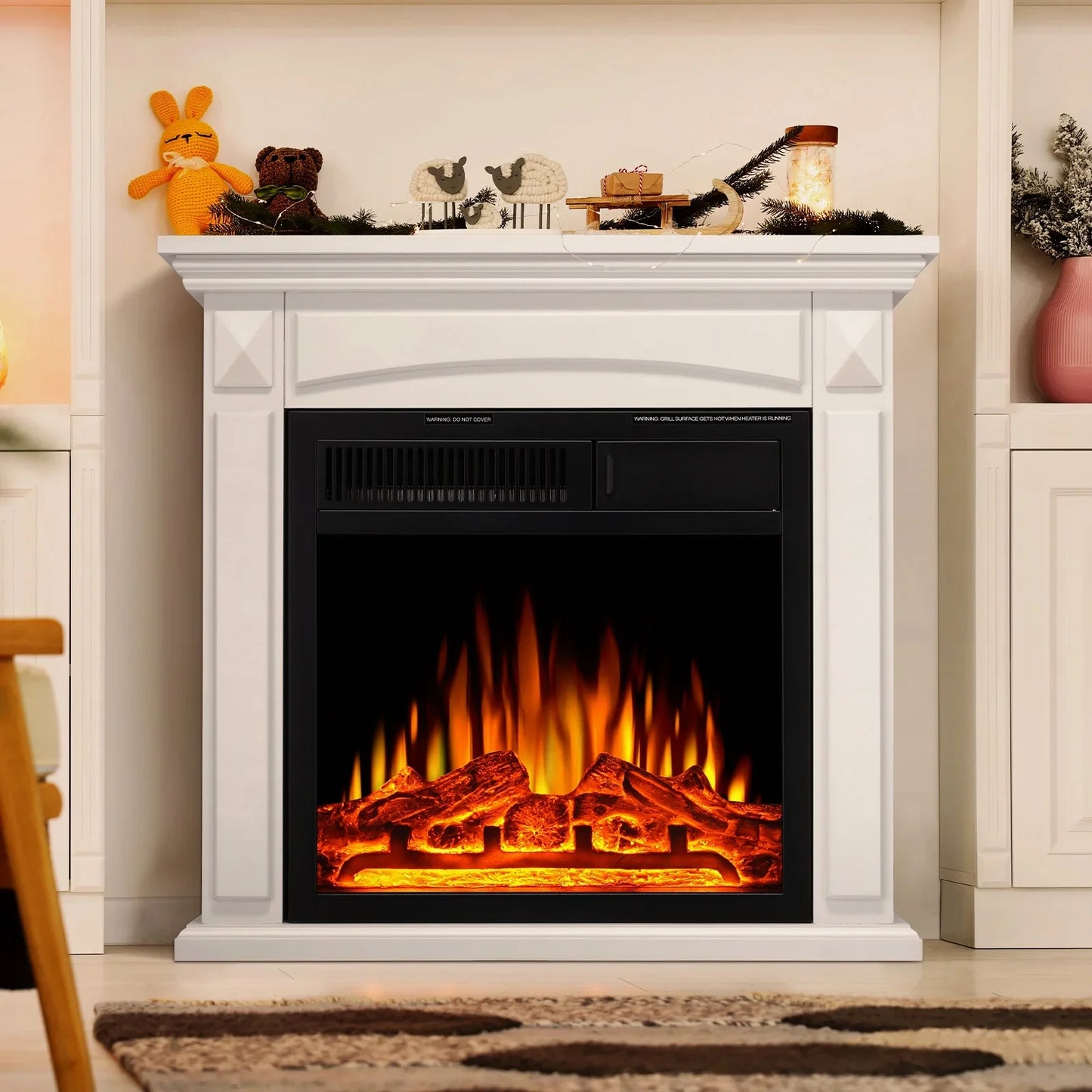 KISSAIR 25'' x 26.57'' Freestanding 1500W Electric Indoor Fireplace
