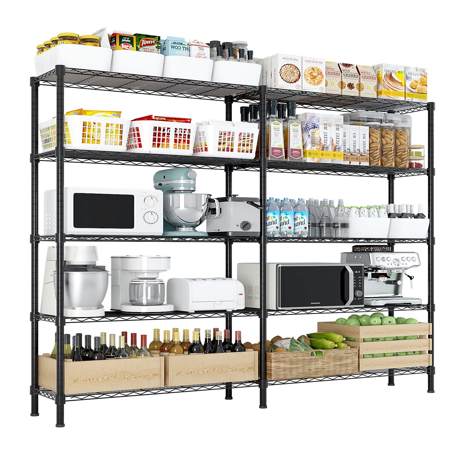 Ktaxon 1500LBS Heavy Duty Wire Shelving, 10-Tier Steel Garage Storage Rack, Adjustable DIY Metal Commercial Shelving for Garage Pantry Storage Organizer, 58"W x 13.8"D x 71"H