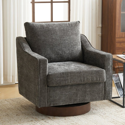 Ktaxon 360 Swivel Accent Chair Soft Chenille Fabric Arm Chair High Resilience Cushion Ideal for Living Room Bedroom Furniture Gray