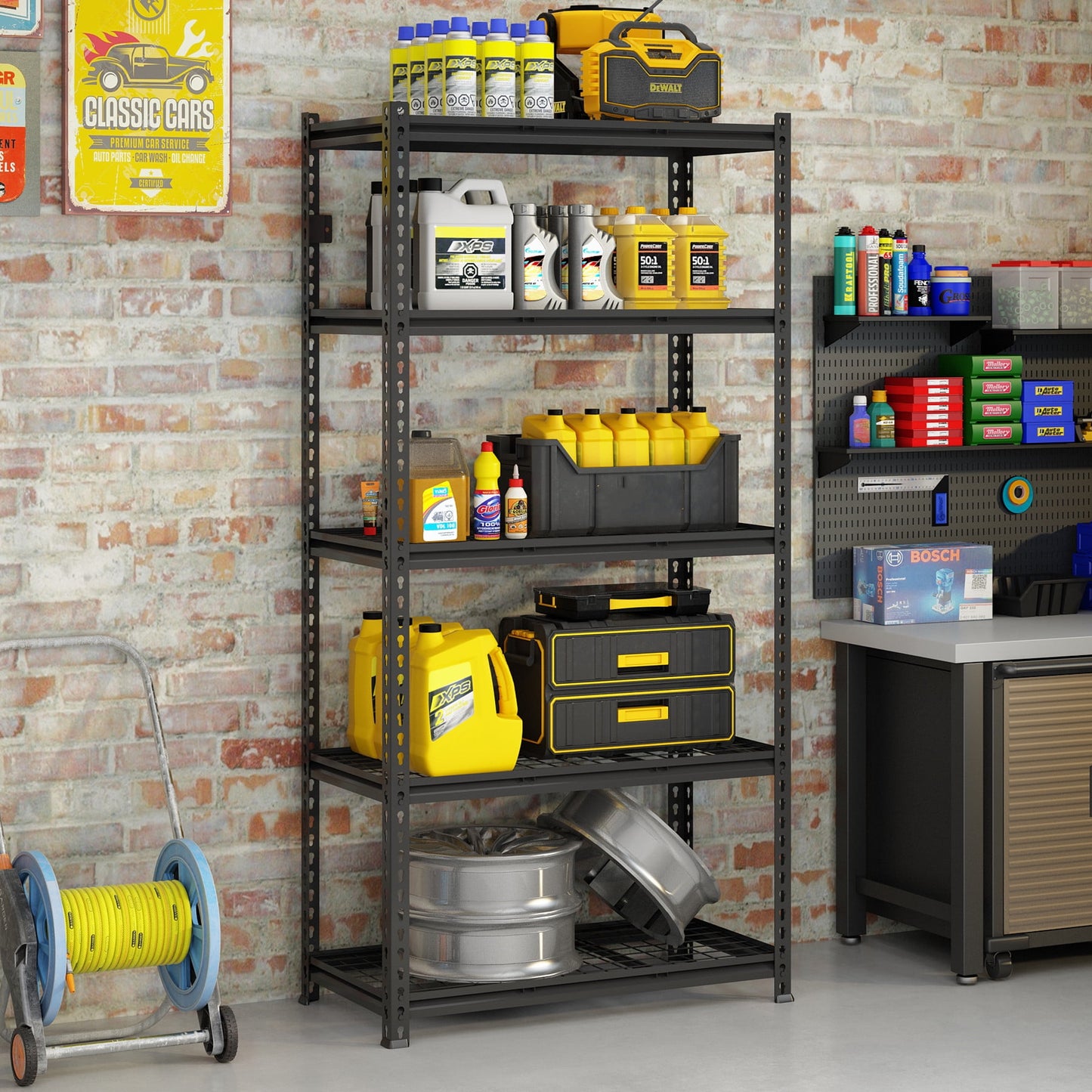 Ktaxon 5-Shelf Steel Wire Shelving, 35.4''L x 18''W x 72''H Heavy Duty Storage Rack, Industrial Metal Garage Shelving, 2250 lbs Weight Capacity