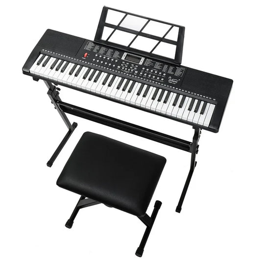 Ktaxon 61 Keys Keyboard Piano with Lighted Keys, MIDI, Stand, Piano Bench, Black