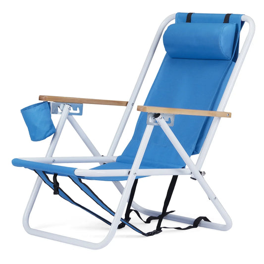 Ktaxon Chair Folding Portable Beach Chair Blue Solid Construction Camping