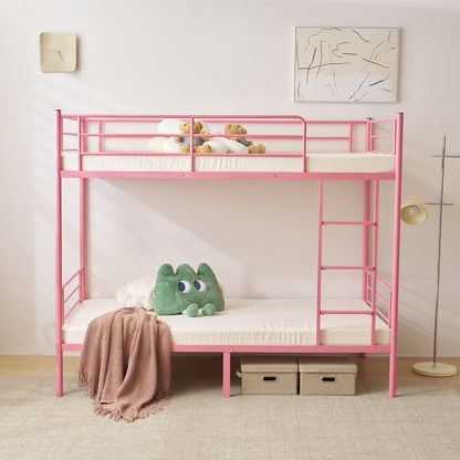 Ktaxon Metal Twin over Twin Bunk Bed with Ladder and Guardrails, Pink