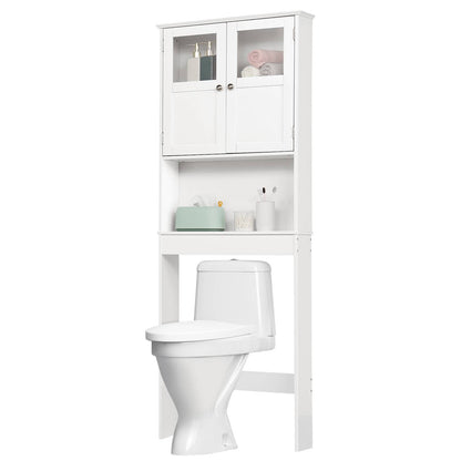 Ktaxon Over the Toilet Bathroom Storage Cabinet Space Saver with 2 Doors and 3 Storage Shelves, White Finish