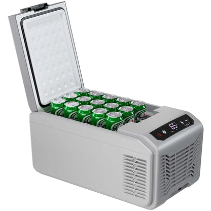 LHRIVER 16QT(15L) Dual-Power Car Refrigerator -4°F~68°F, 12V/24V DC & 100-240V AC Portable Freezer/Cooler w/Smart LCD & Battery Protect – Compact Fridge for RV, Camping, Travel