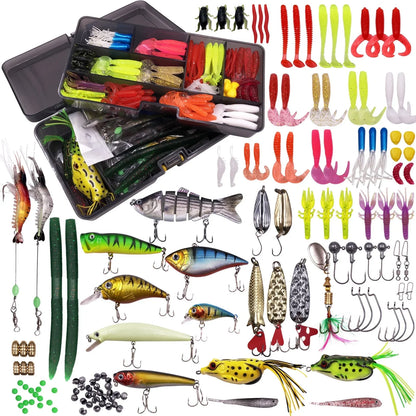 Luxvie 300Pcs Fishing Lures Kit for Bass, Freshwater Frog Lure with Free Tackle Box, Fishing Lure Set Including Combo Swimbaits, Crankbaits, Spinnerbaits, Plastic Worms, Jigs, Topwater Lures