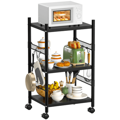 Microwave Cart, Utility Shelf Microwave Stand Storage Cart, Kitchen Baker's Rack