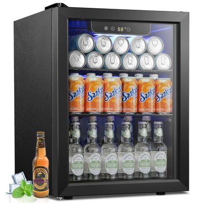 Moifoi 1.7 Cu. ft. Beverage Refrigerator Cooler, Mini Fridge with Glass Door, Exchangeable Door, Home/Bar/Office