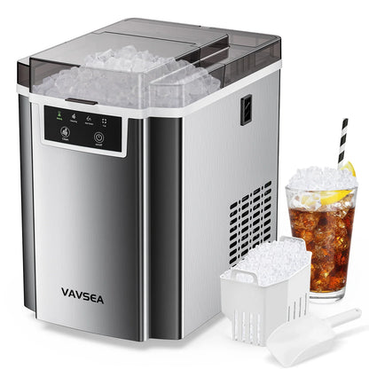 Nugget Ice Maker Countertop, 40Lbs/24H, Chewable Pellet Ice Machine, Soft Chewable Ice in 6 Mins, with Self-Cleaning Function, with Ice Scoop for Home, Kitchen, Office