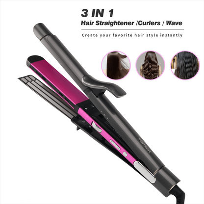 Iris Pretech Ceramic 1.3 in ABS Multi Functional Hair Curling Iron, Fast Heating, Auto Shut off, Digital Display, Gray