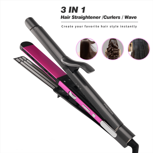 Iris Pretech Ceramic 1.3 in ABS Multi Functional Hair Curling Iron, Fast Heating, Auto Shut off, Digital Display, Gray